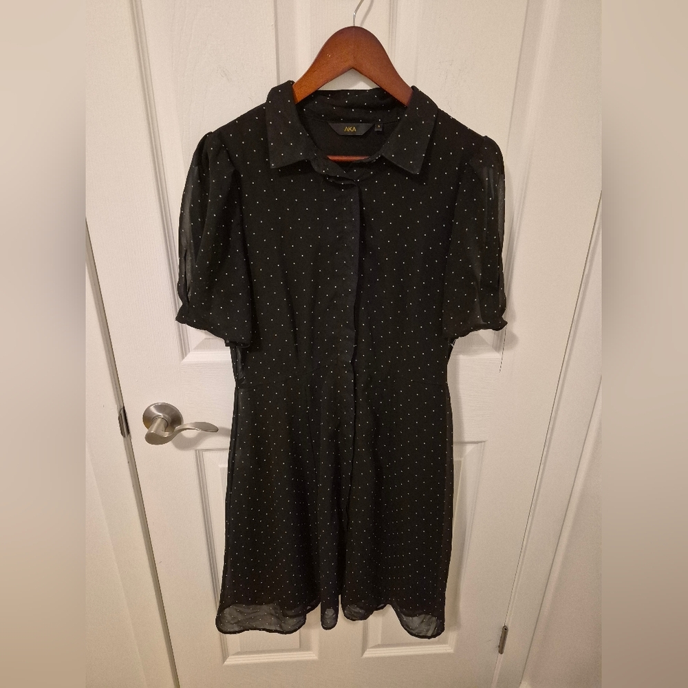 Elegant Black Polka Dot Midi Dress